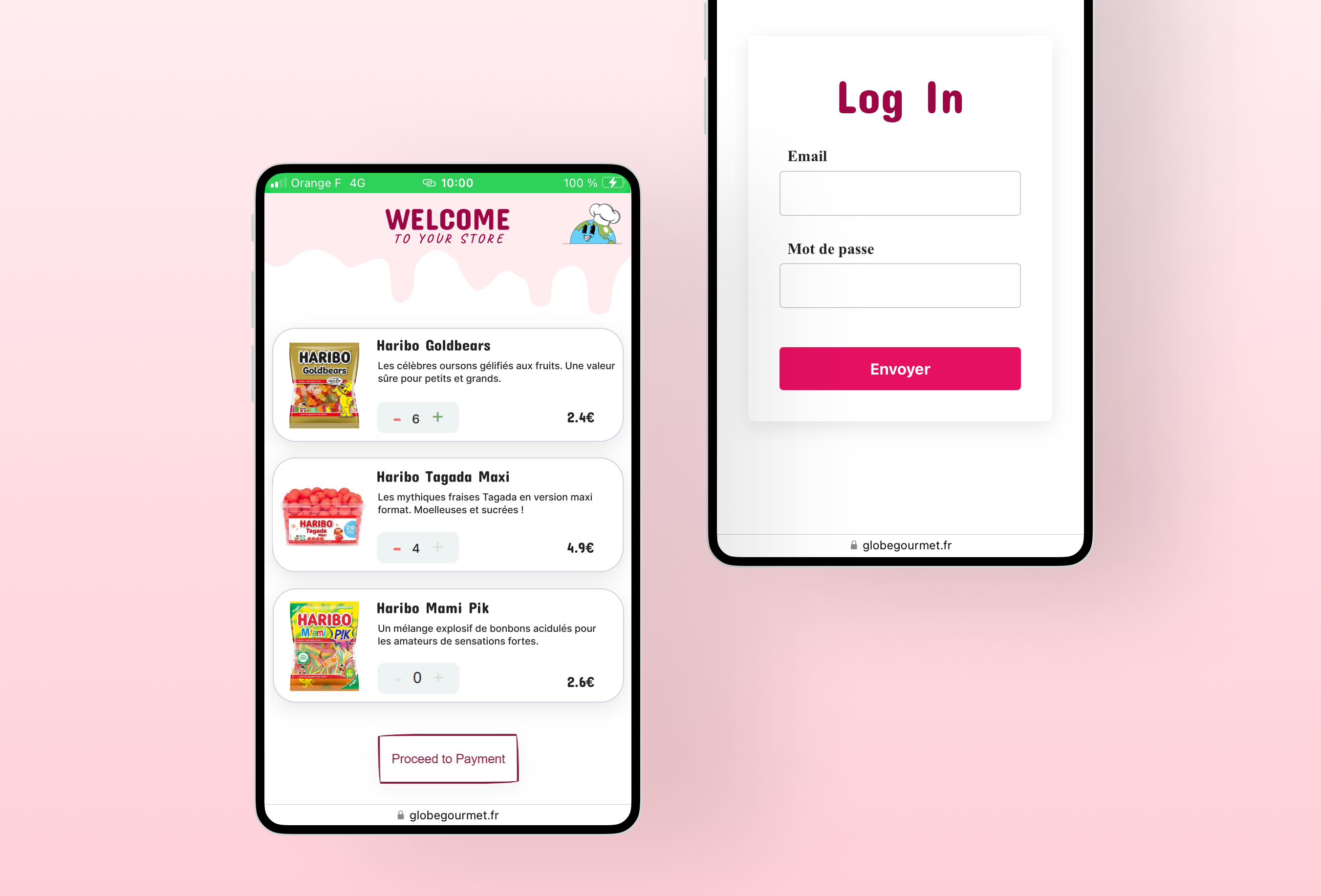 Page d’accueil de l’app GlobeGourmet
